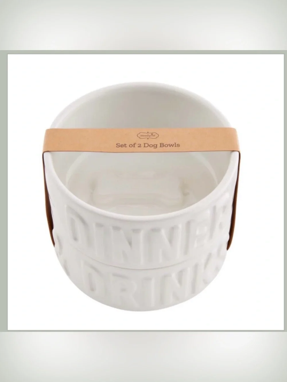 NWT Mud Pie Dinner & Drinks Cermamic Dog Bowl Set